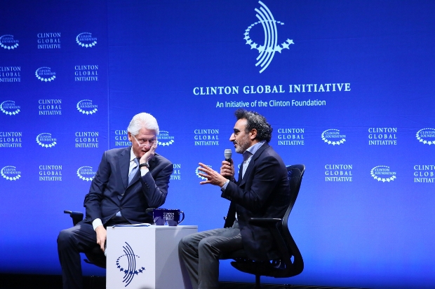Founder and CEO of Chobani and the Tent Foundation Hamdi Ulukaya speaks at Clinton Global Initiative