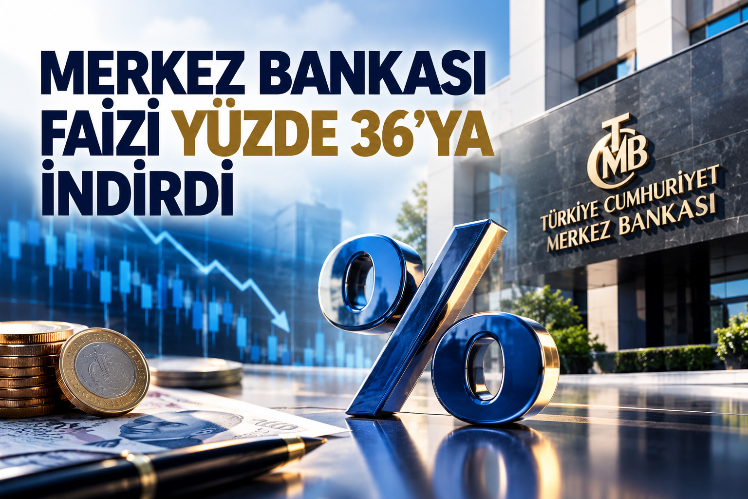 MERKEZ BANKASI FAİZİ YÜZDE 36’YA İNDİRDİ